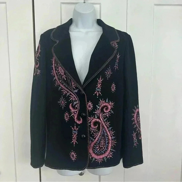 Bob Mackie Jackets & Blazers - Vintage Bob Mackie Wearable Art Embroidered Wool Blazer Jacket